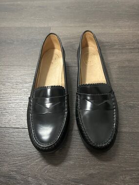 Jack Rogers Quinn Black Leather Penny Loafers Womens